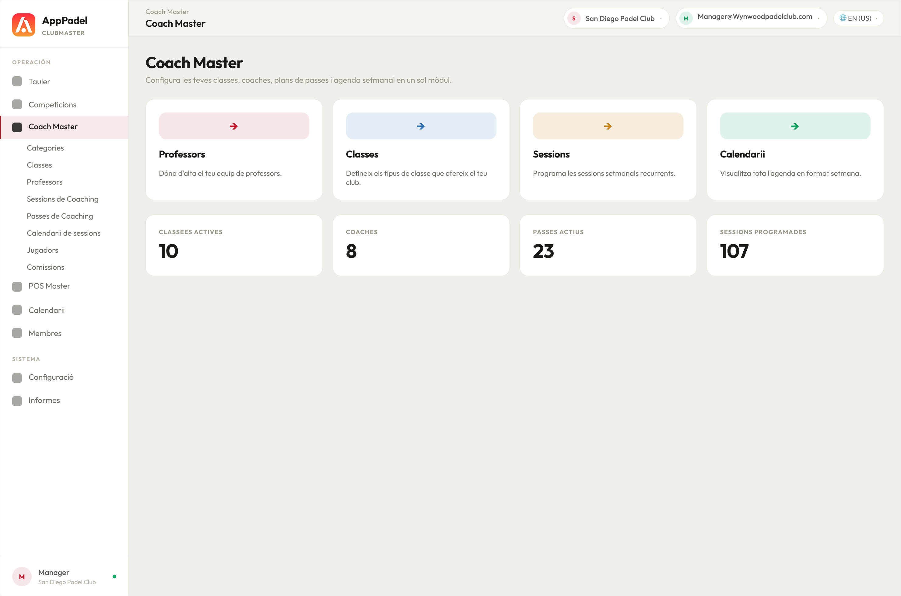 Coach Master overview