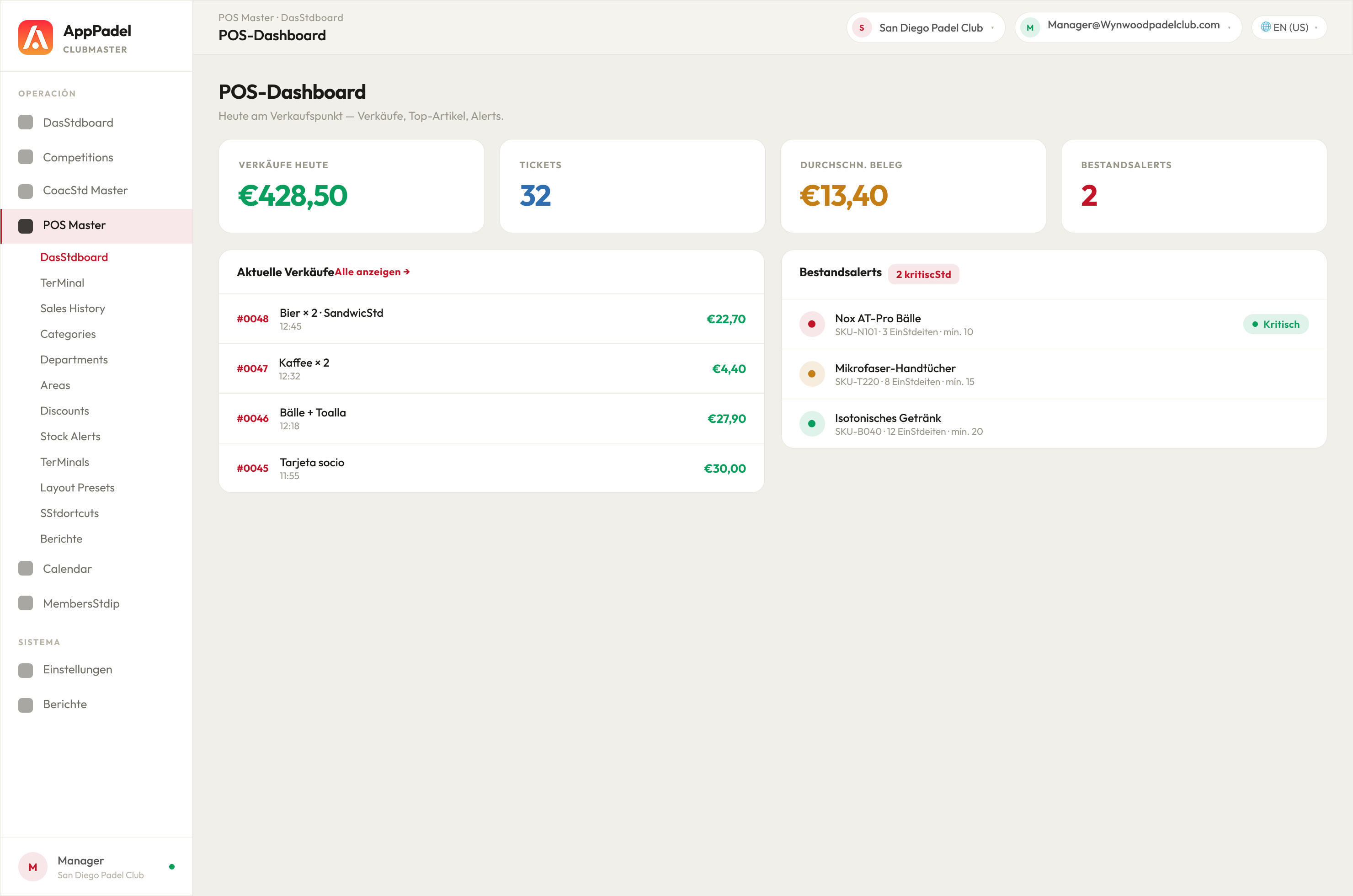 POS Master · Dashboard