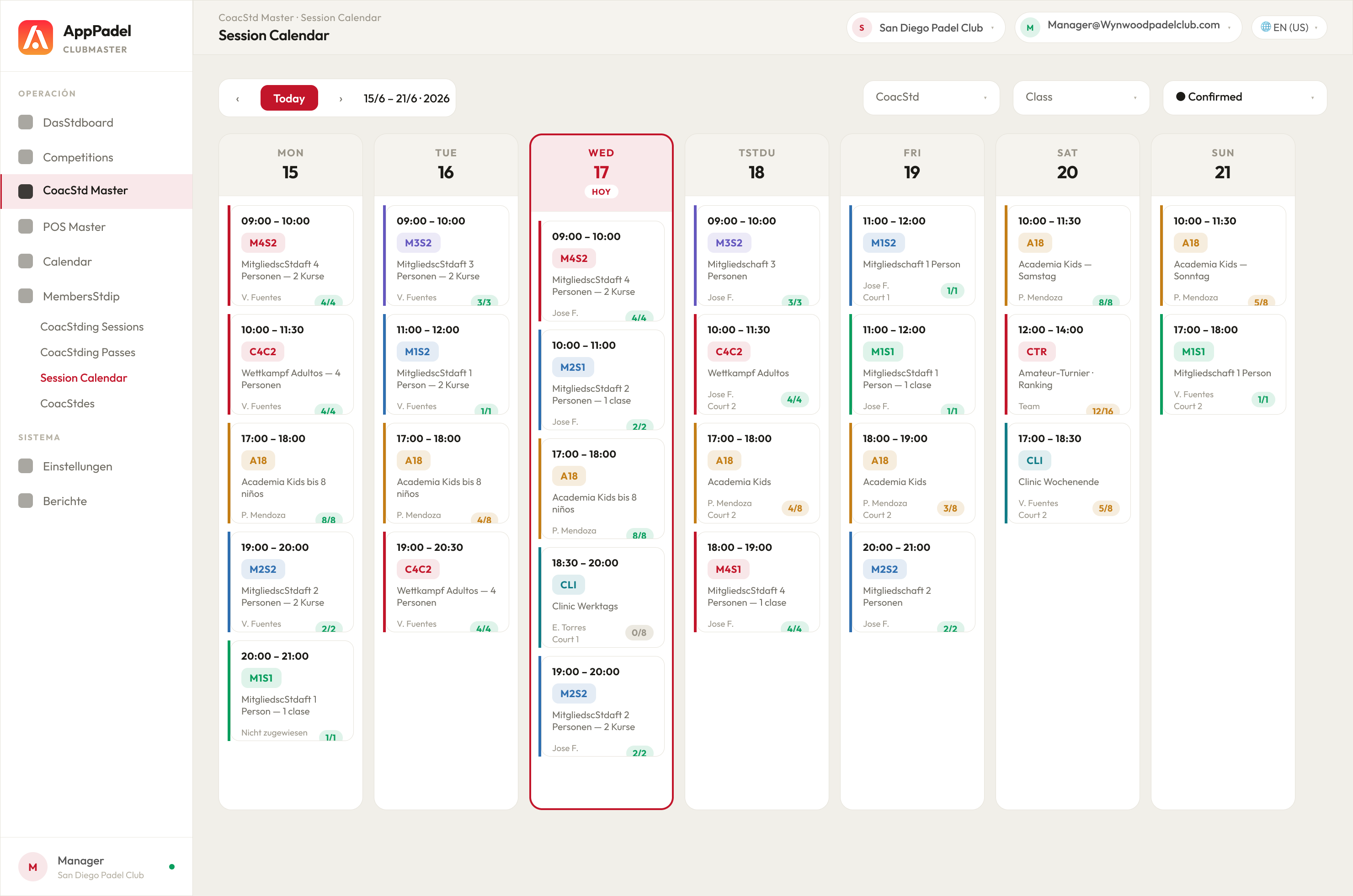 Session Calendar