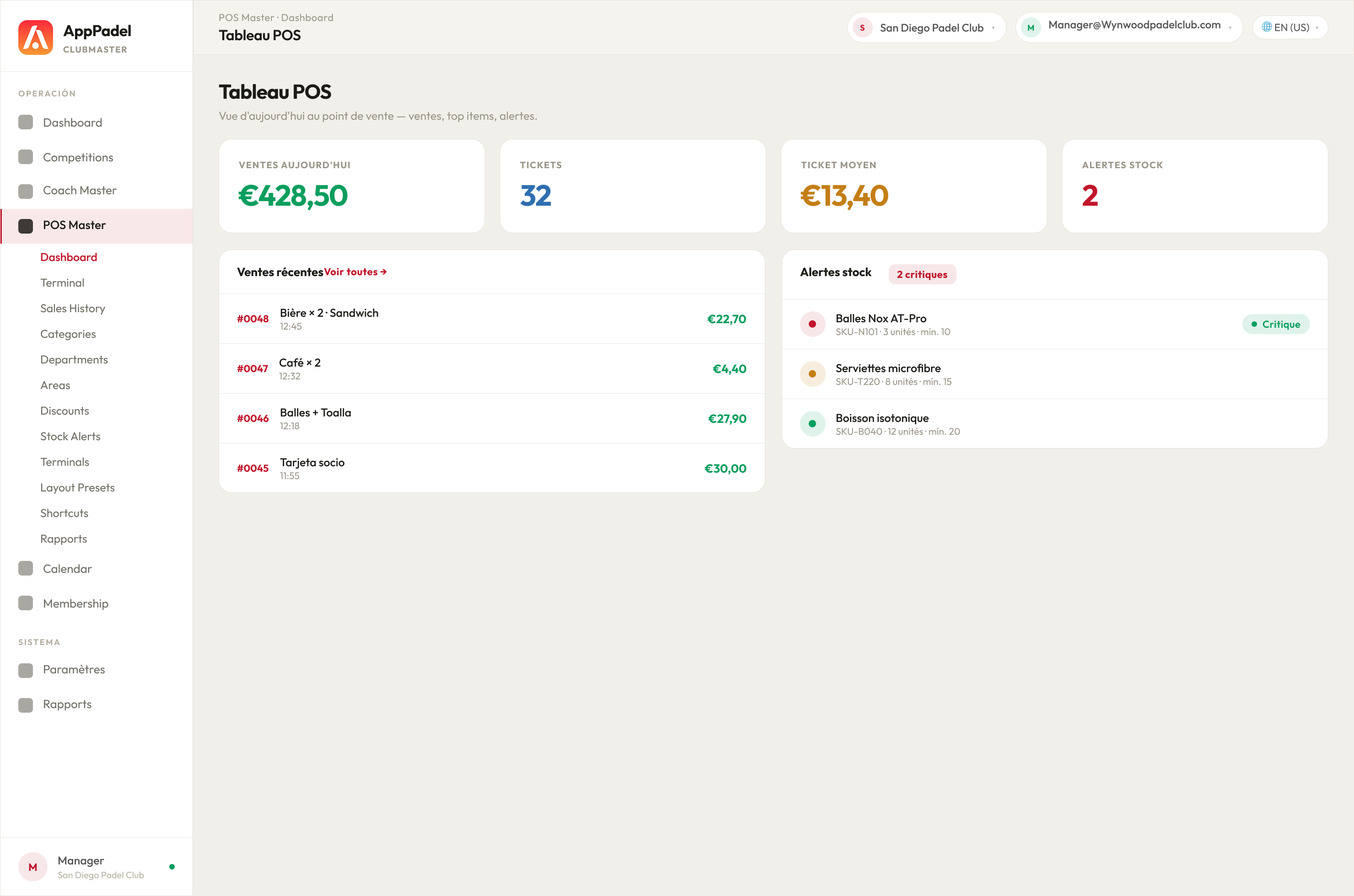 POS Master · Dashboard