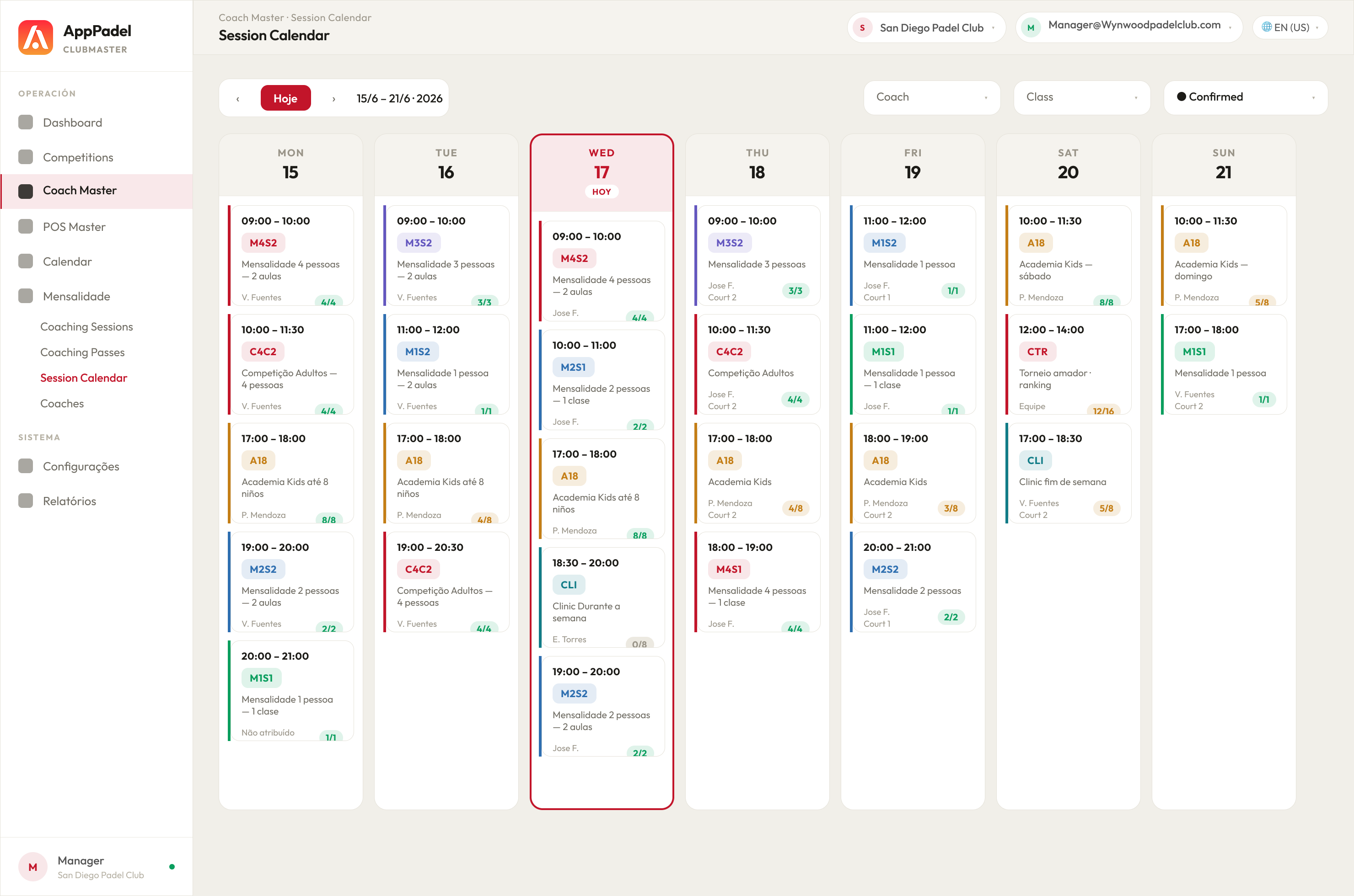 Session Calendar