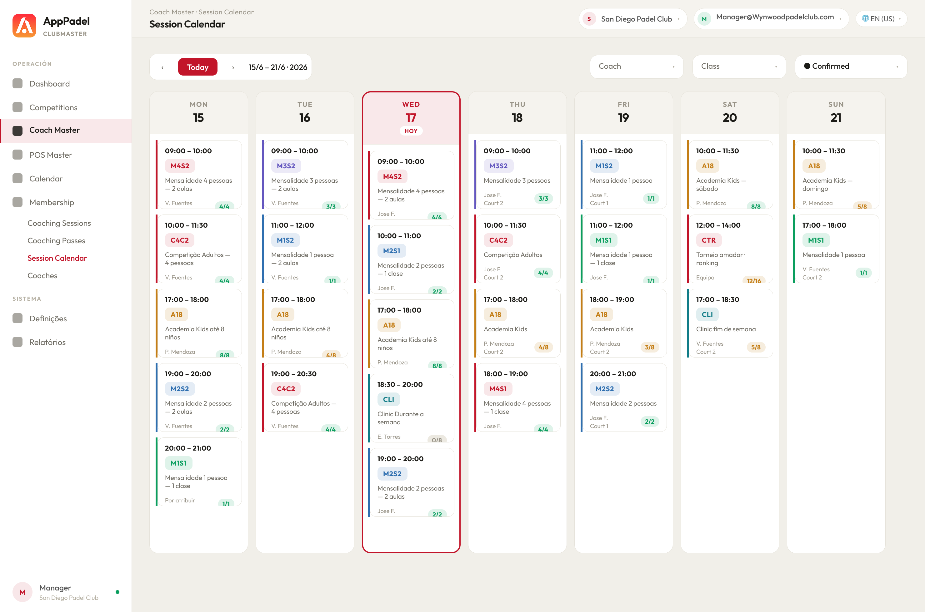 Session Calendar